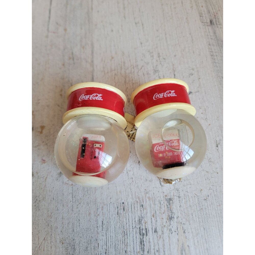 Vintage snow globe coke miniature ice cold soda‎ ornament Xmas set